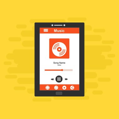 Online Music Entertainment Vector Illustration Concept flat design style for smartphone, Pc or tabletler. Temiz ve modern