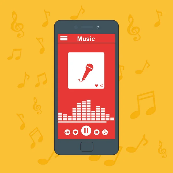 Online music player mobile application design template — Stock Vector