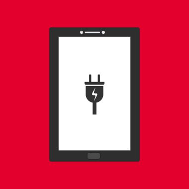 Basit kablo, şarj, tablet akıllı telefon vektör resimleme şablonu ile güç dolgusu