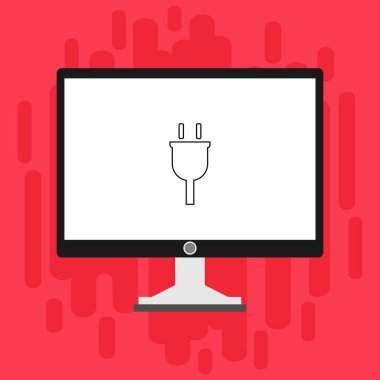 yük, güç dolgusu, bilgisayar konsepti ile adaptör web için düz illüstrasyon vektör simgesi