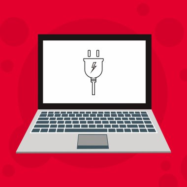 şarj, güç dolgusu, adaptör, düşük pil dizüstü konsepti web için düz illüstrasyon vektör simgesi