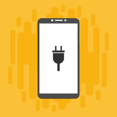 Elektrik prizi, güç kaynağı, akıllı telefon vektör simgesini yükle Düz illüstrasyon