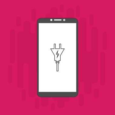 Web için elektrik prizi vektör simgesinin akıllı telefon düz illüstrasyonunu yükleyen modern buji simgesi