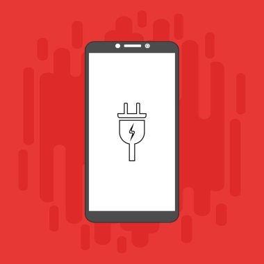 Web için elektrik prizi vektör simgesinin akıllı telefon düz illüstrasyonunu yükleyen modern buji simgesi