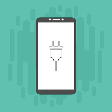 Web için elektrik prizi vektör simgesinin akıllı telefon düz illüstrasyonunu yükleyen modern buji simgesi