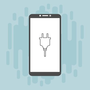 Web için elektrik prizi vektör simgesinin akıllı telefon düz illüstrasyonunu yükleyen modern buji simgesi
