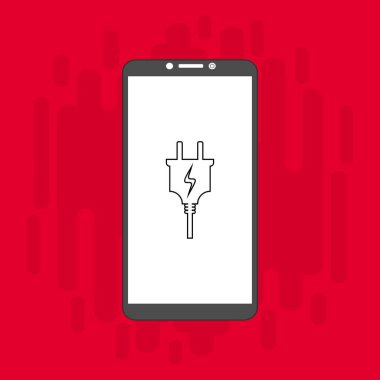 Web için elektrik prizi vektör simgesinin akıllı telefon düz illüstrasyonunu yükleyen modern buji simgesi