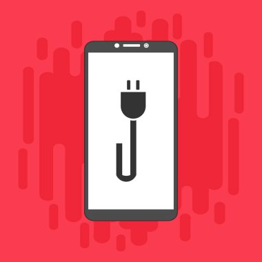 Elektrik prizi, güç kaynağı, akıllı telefon vektör simgesini yükle Düz illüstrasyon