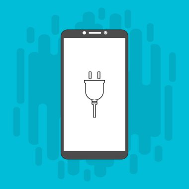 Web için elektrik prizi vektör simgesinin akıllı telefon düz illüstrasyonunu yükleyen modern buji simgesi