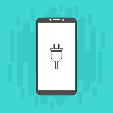 Web için elektrik prizi vektör simgesinin akıllı telefon düz illüstrasyonunu yükleyen modern buji simgesi