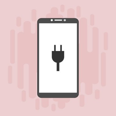 Elektrik prizi, güç kaynağı, akıllı telefon vektör simgesini yükle Düz illüstrasyon