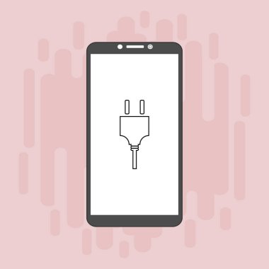 Web için elektrik prizi vektör simgesinin akıllı telefon düz illüstrasyonunu yükleyen modern buji simgesi