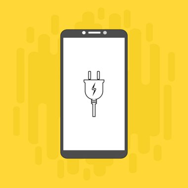 Web için elektrik prizi vektör simgesinin akıllı telefon düz illüstrasyonunu yükleyen modern buji simgesi