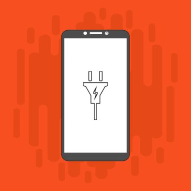 Web için elektrik prizi vektör simgesinin akıllı telefon düz illüstrasyonunu yükleyen modern buji simgesi