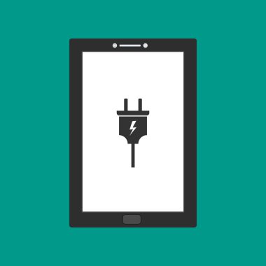 modern buji simgesi, web için Power plug vektör simgesinin tablet akıllı telefon ile şarj edilmesiName