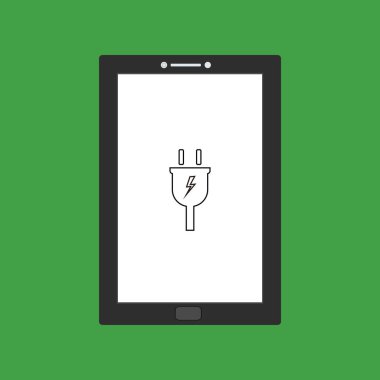 Elektrik prizi, güç kaynağı, şarj tableti akıllı telefon vektör simgesi düz resimleme