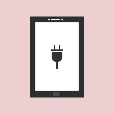 Basit kablo, şarj, tablet akıllı telefon vektör resimleme şablonu ile güç dolgusu