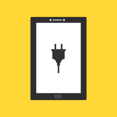 Basit kablo, şarj, tablet akıllı telefon vektör resimleme şablonu ile güç dolgusu