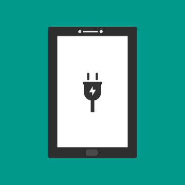 modern buji simgesi, web için Power plug vektör simgesinin tablet akıllı telefon ile şarj edilmesiName