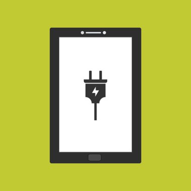 modern buji simgesi, web için Power plug vektör simgesinin tablet akıllı telefon ile şarj edilmesiName