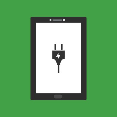 modern buji simgesi, web için Power plug vektör simgesinin tablet akıllı telefon ile şarj edilmesiName