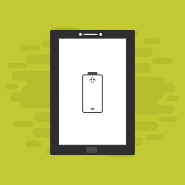 Yüklü dizüstü bilgisayar, güç dolgusu, adaptör, düşük pil akıllı telefon konsepti web için düz illüstrasyon vektör simgesi