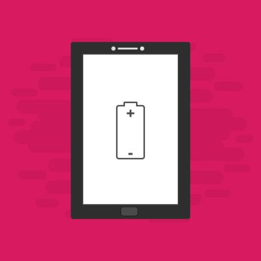 Yüklü dizüstü bilgisayar, güç dolgusu, adaptör, düşük pil akıllı telefon konsepti web için düz illüstrasyon vektör simgesi