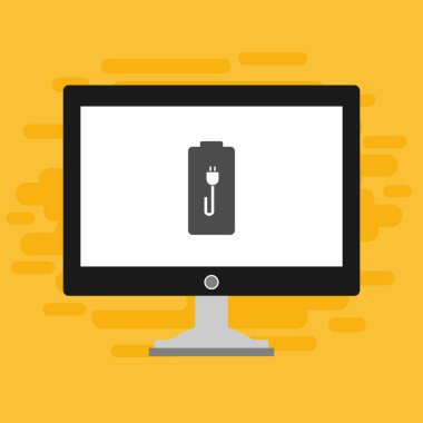 pil şarj simgesi vektör logosuna sahip dizüstü bilgisayar