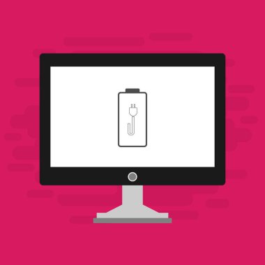 pil şarj simgesi vektör logosuna sahip dizüstü bilgisayar