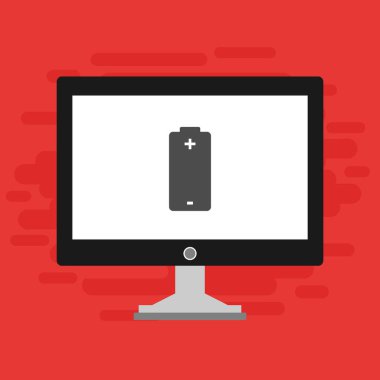 Batarya Simge Vektörü İllüstrasyon şablonuna sahip dizüstü bilgisayar