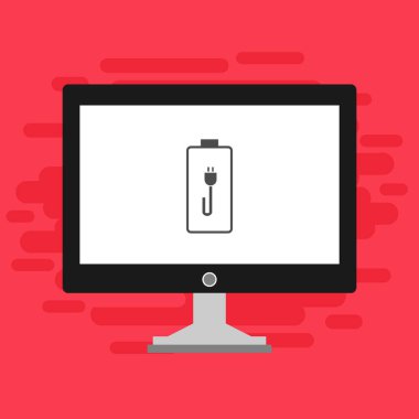 pil şarj simgesi vektör logosuna sahip dizüstü bilgisayar