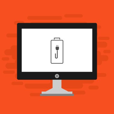 pil şarj simgesi vektör logosuna sahip dizüstü bilgisayar