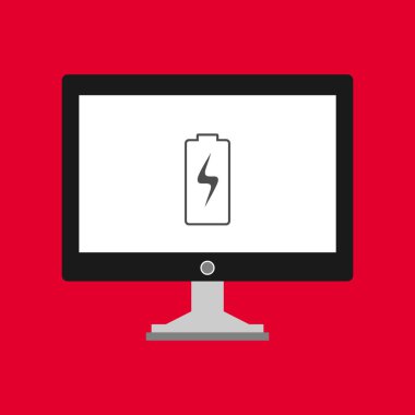 Batarya simgesi, vektör illüstrasyonlu dizüstü bilgisayar, düz tasarım