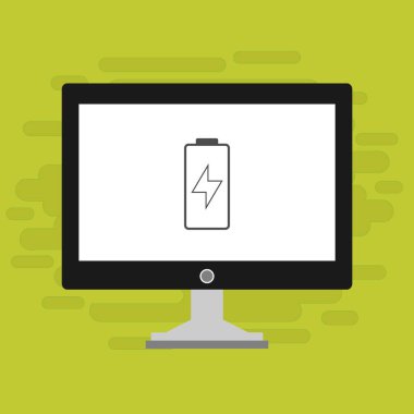 pil şarj simgesi vektör logosuna sahip dizüstü bilgisayar