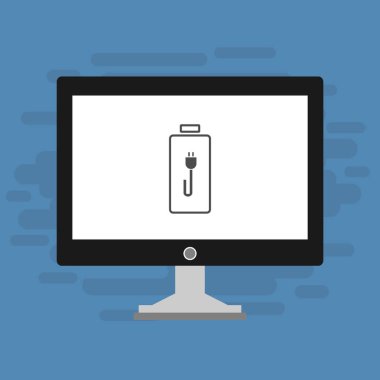 pil şarj simgesi vektör logosuna sahip dizüstü bilgisayar