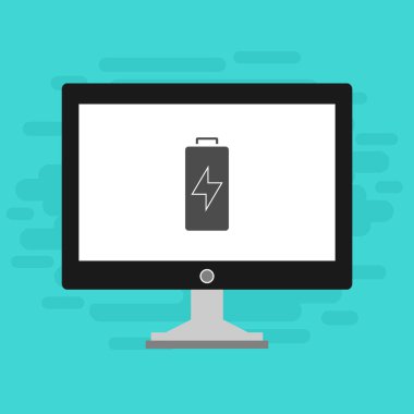 pil şarj simgesi vektör logosuna sahip dizüstü bilgisayar