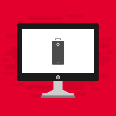 Batarya Simge Vektörü İllüstrasyon şablonuna sahip dizüstü bilgisayar