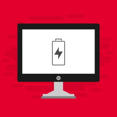 pil şarj simgesi vektör logosuna sahip dizüstü bilgisayar