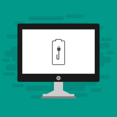 pil şarj simgesi vektör logosuna sahip dizüstü bilgisayar