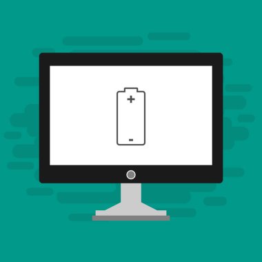 Batarya Simge Vektörü İllüstrasyon şablonuna sahip dizüstü bilgisayar