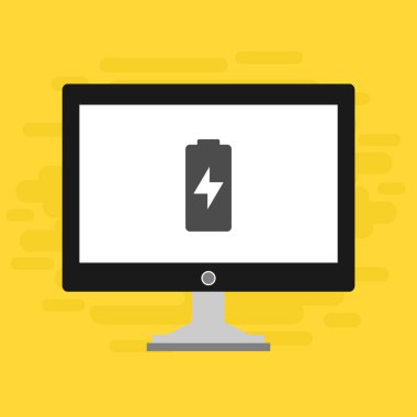Batarya Simge Vektörü İllüstrasyon şablonuna sahip dizüstü bilgisayar