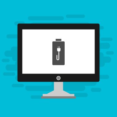 pil şarj simgesi vektör logosuna sahip dizüstü bilgisayar