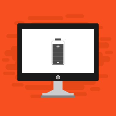 Batarya Simge Vektörü İllüstrasyon şablonuna sahip dizüstü bilgisayar