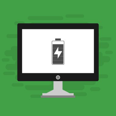 pil şarj simgesi vektör logosuna sahip dizüstü bilgisayar