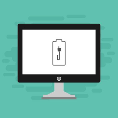 pil şarj simgesi vektör logosuna sahip dizüstü bilgisayar