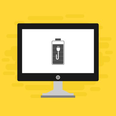 pil şarj simgesi vektör logosuna sahip dizüstü bilgisayar