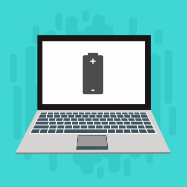 Düz çizim dizüstü bilgisayarı yükle, Güç dolgusu vektör ikonu tasarım resimleme şablonu