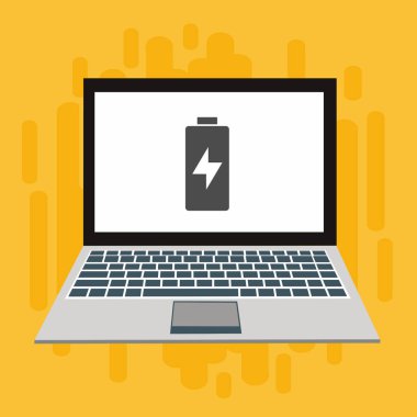 Düz çizim dizüstü bilgisayarı yükle, Güç dolgusu vektör ikonu tasarım resimleme şablonu