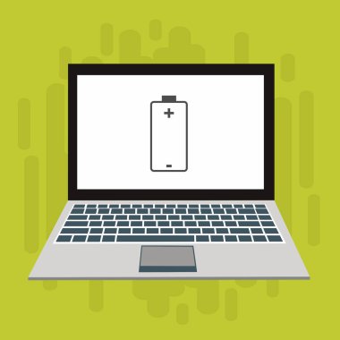 Düz çizim dizüstü bilgisayarı yükle, Güç dolgusu vektör ikonu tasarım resimleme şablonu