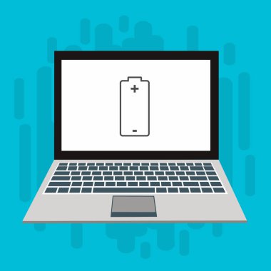 Düz çizim dizüstü bilgisayarı yükle, Güç dolgusu vektör ikonu tasarım resimleme şablonu